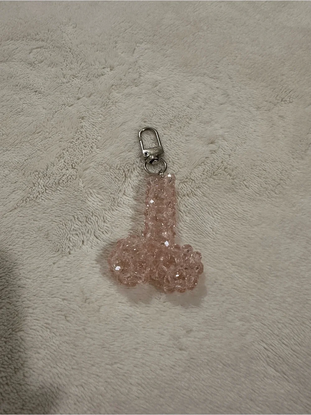 Pink Beaded Crystal Key & Card Holder Charm